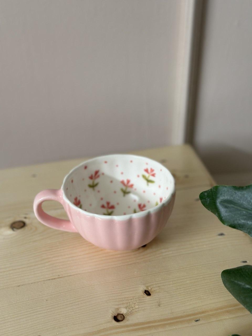 ماگ صدفی گل صورتی