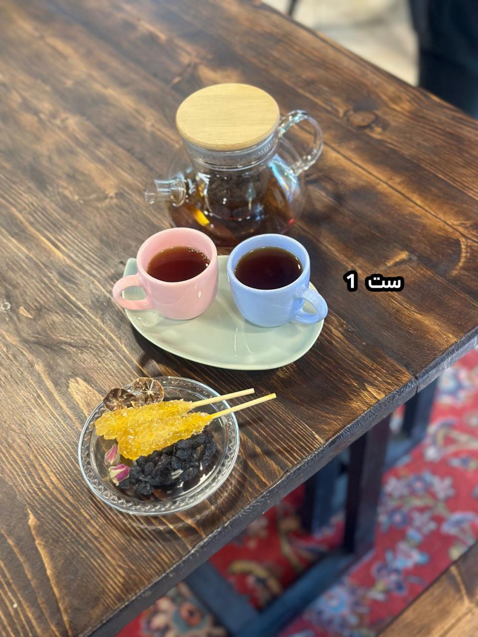 ست قهوه‌خوری و زیرماگی سرامیکی دو نفره